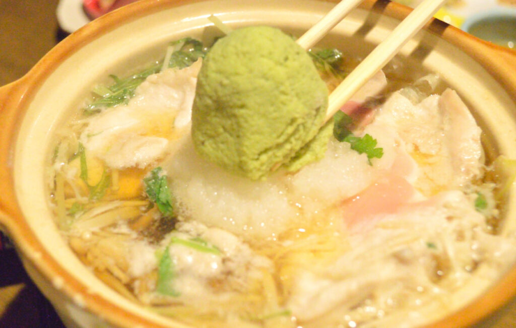 たつた旅館　名物　わさび鍋
