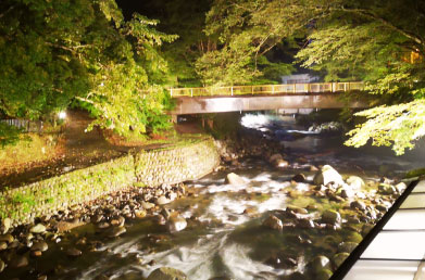たつた旅館　夜の清流